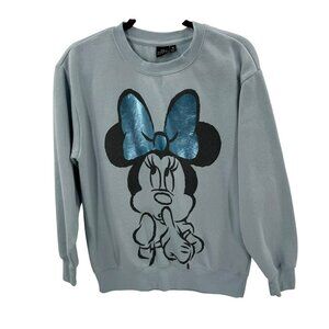 Disney Minnie Mouse Light Blue Sweatshirt Womens Size M Cotton/Poly Blend